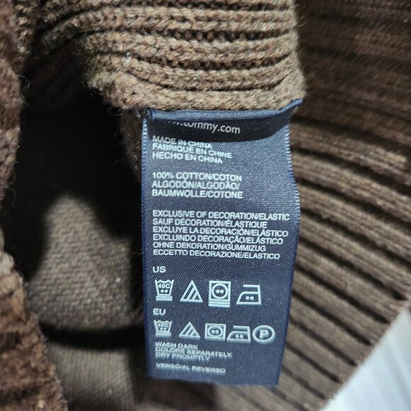 Tommy Hilfiger Sweater Size Medium Knit Brown 1/4 Zip Pullover Patched Elbows - Picture 6 of 10